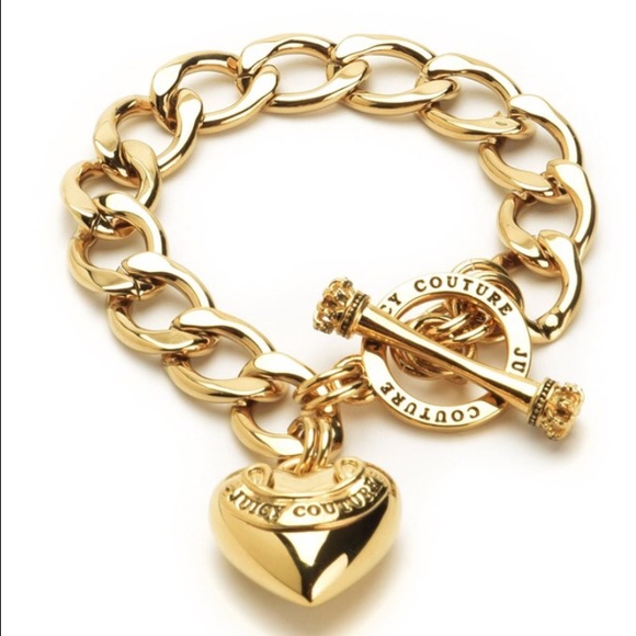 Juicy Couture Gold Banner Heart Charm Bracelet