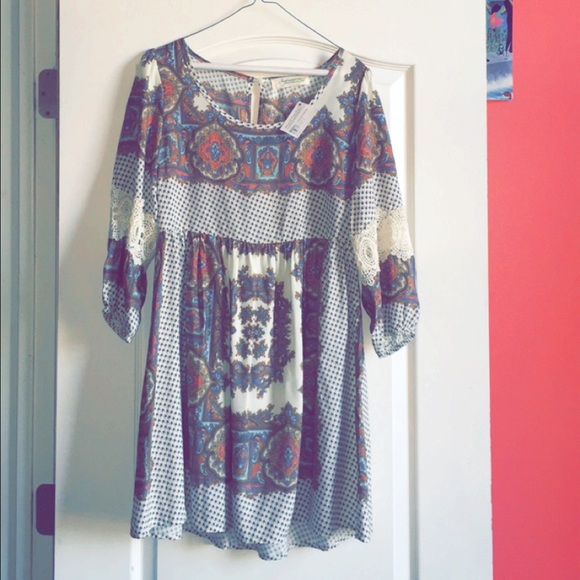 long sleeve boho babydoll dress