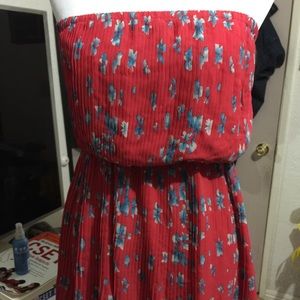 Strapless Spring Summer Floral Dress in Size Small