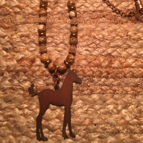 Handcut Metal Foal Pendant Necklace - Picture 2 of 4