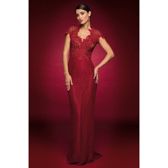 Alberto Makali capped sleeve formal gown