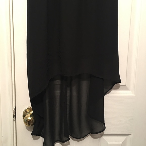 Strapless Black with Leopard Hi-Low Dress - Picture 3 of 3