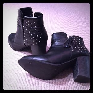 Black Studded Heeled Booties