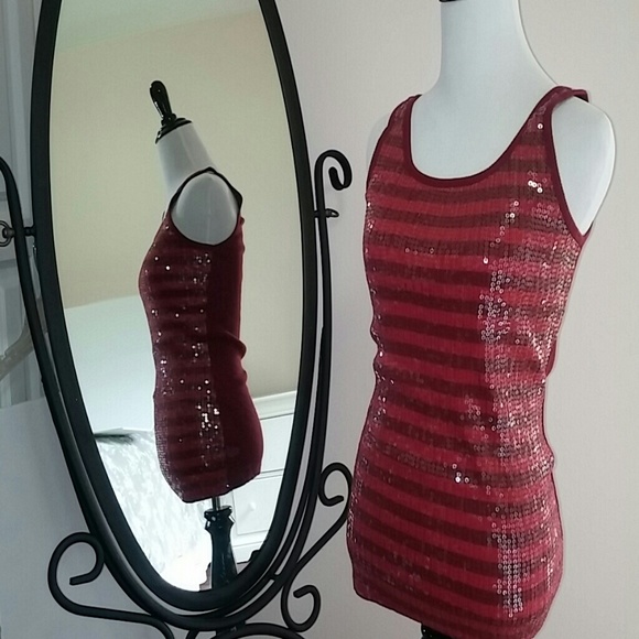 The Limited Tops - The Limited Sequin Striped Tank Top Shirt L / M