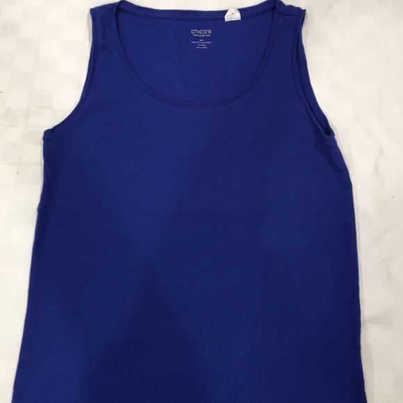 Chico's scoopneck tank top ribbed royal blue 1