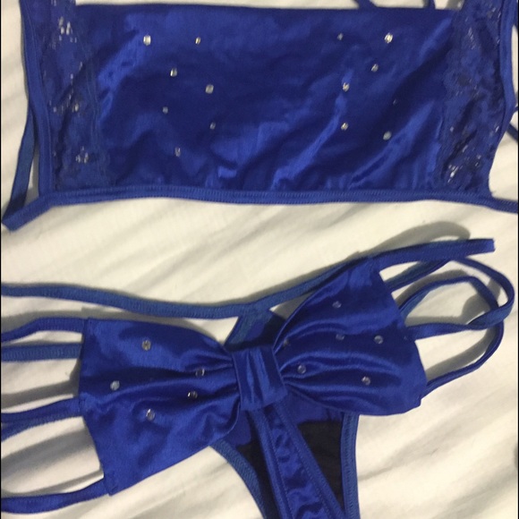 Royal blue 2 piece stripper outfit