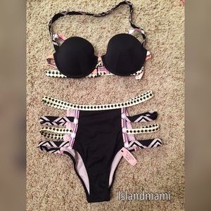 Rare Victoria's Secret strappy tribal bikini set