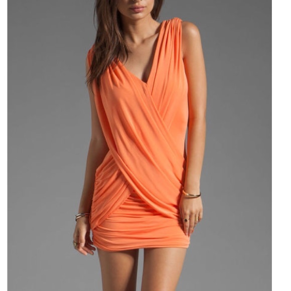BCBGMaxAzria drape mini dress in melon!