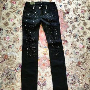 DENIM SALE!!!! Black denim with rhinestones.