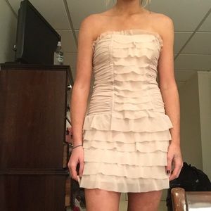 Nude ruffled cocktail dress