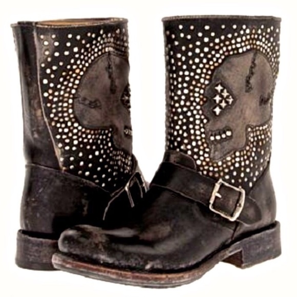 Frye black Jenna Skull Studded Short Pull On Boots - Picture 2 of 4