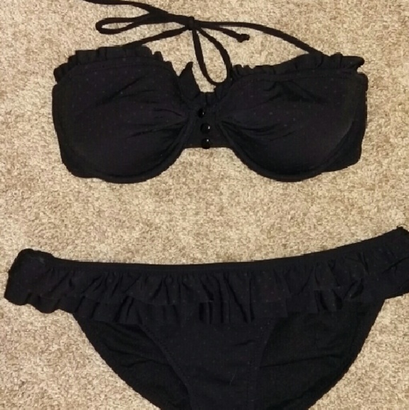 Black polka dot bikini!