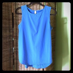 Blue Sleeveless  Blouse w/ Cut Out Back