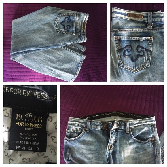 Rerock for Express, light wash, boot cut, size 8