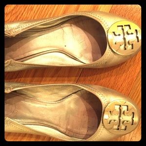 Tory Burch Silver Reva Flats