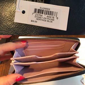 Fossil navy leather wristlet /wallet