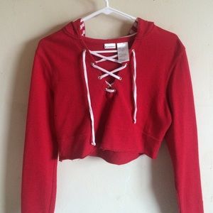 Red V-Neck Crop Top