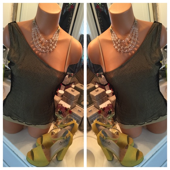Black Mesh/Fish Net 1 Shoulder Tarzan Camisole SzM