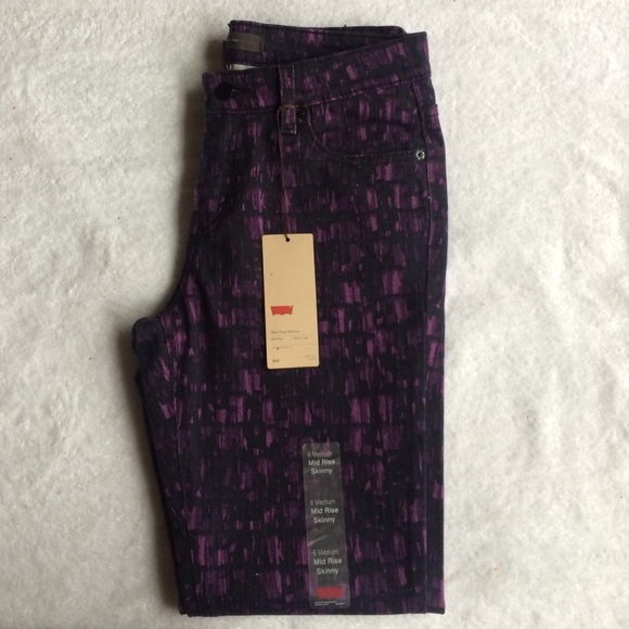 Mid Rise Skinny Purple Snakeskin Levis