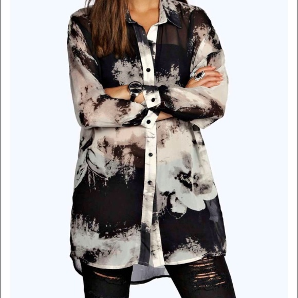 Monochrome print woven shirt