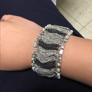 Silver chain cuff bracelet