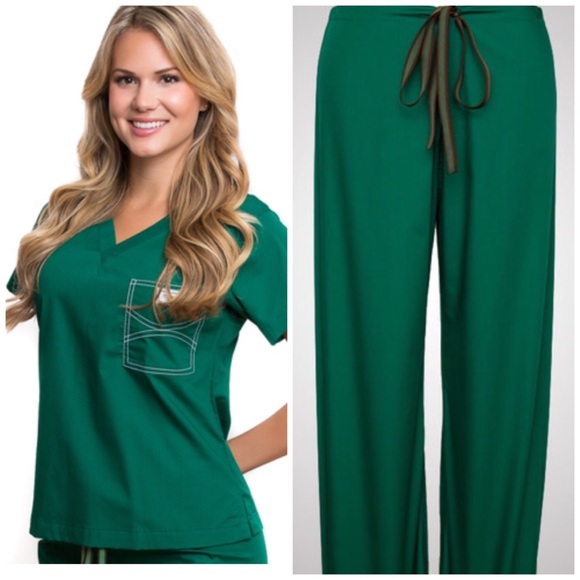Blue Sky Scrubs! Pine green set