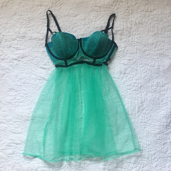 Aqua Chantilly Lace Babydoll. Final price. - Picture 2 of 4