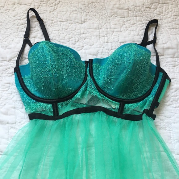 Aqua Chantilly Lace Babydoll. Final price. - Picture 3 of 4