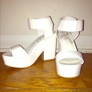 White platform heels