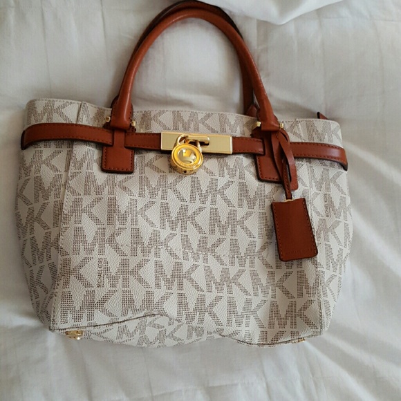 Authentic Cream, brown, and gold Michael Kors