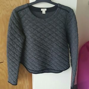 J. Crew grey quilted crew neck sweatshirt