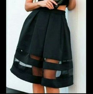 Sheer panel midi skirt