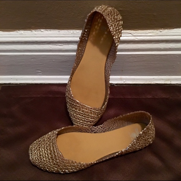 Dizzy Gold Sparkle Rubber Slip-ons