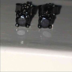 SALE!! STERLING SILVER BLACK CZ EARRINGS