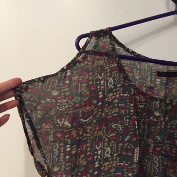 Sheer Tribal Print Off the Shoulder Blouse - Picture 2 of 3