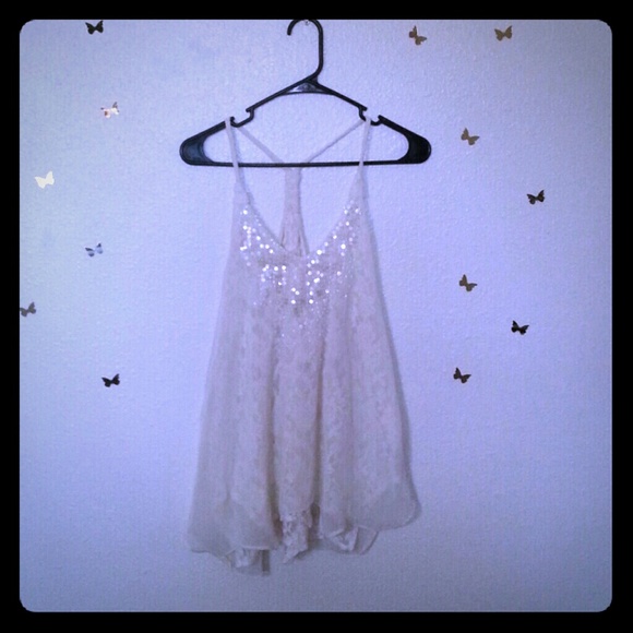 Miss Me sequined lace tank blouse
