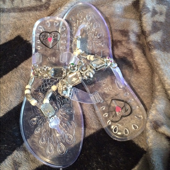 Clear jeweled sandals.  Never worn. MUST BUNDLE