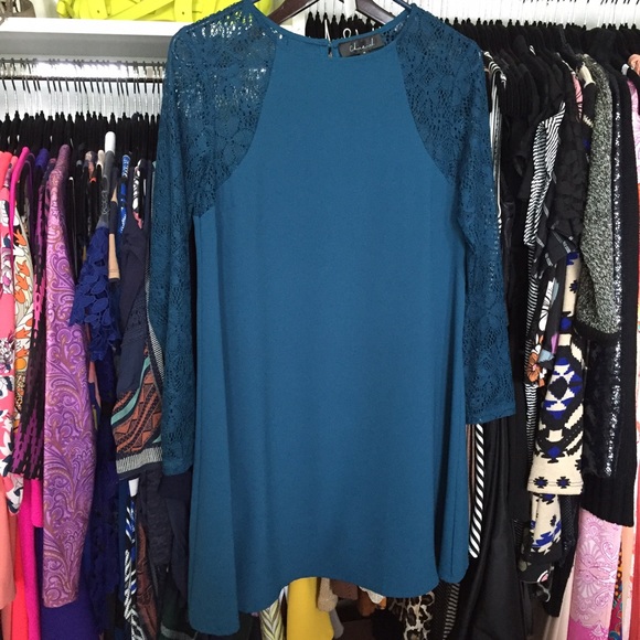 Turquoise long sleeve dress