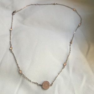 NIB Michael Kors Sliver Engraved Disc Necklace