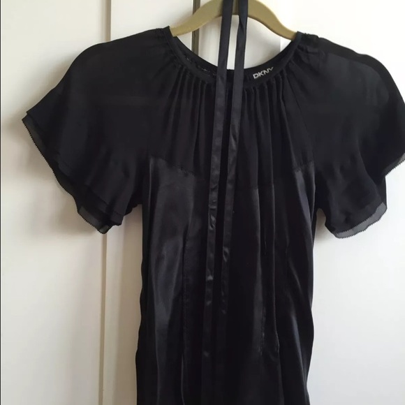 Silk and chiffon flutter sleeve top