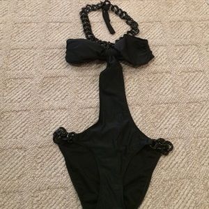 Black Monokini with chain detail