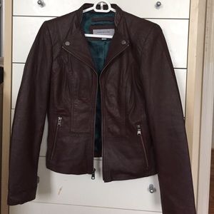 Oxblood Andrew Marc Lola leather jacket