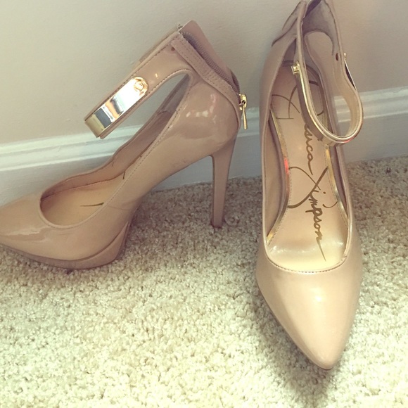 Nude Jessica Simpson Shoes with Gold Strap
