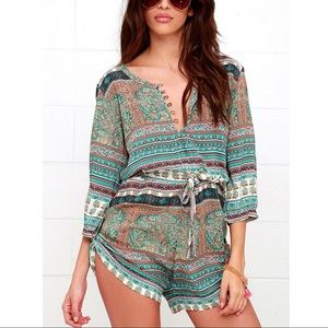 Mila Gypsy Playsuit Turquoise Print Romper