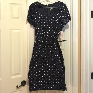 New York & Company Eva Mendez blue polka dot dress