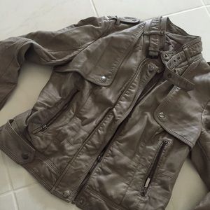 ZARA leather moto jacket size M in Grey