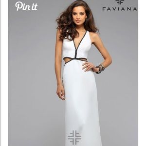 Faviana White Neoprene Dress Size 6