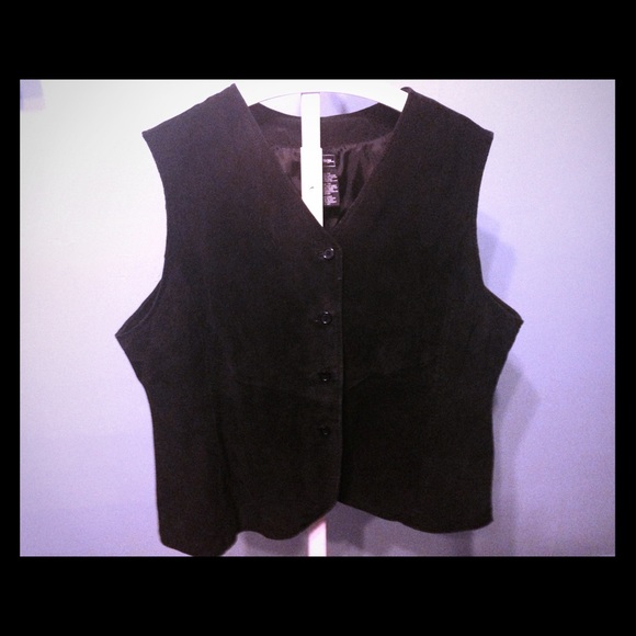 Ladies leather biker vest