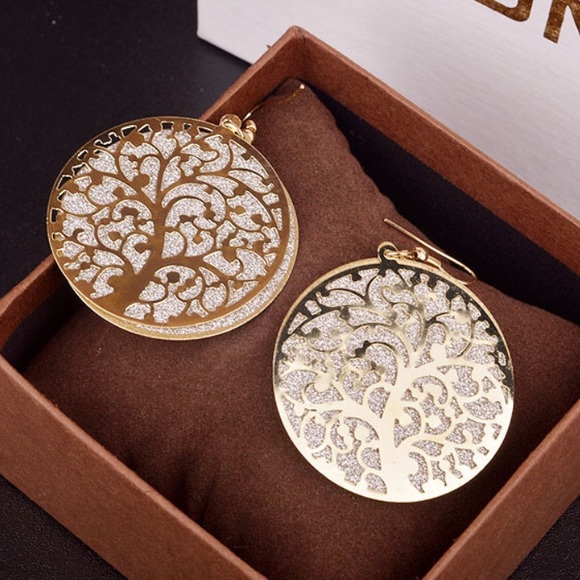 GOLD Vintage tree of life dangling earrings 🌳 - Picture 2 of 2