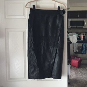 Topshop faux leather wrap skirt